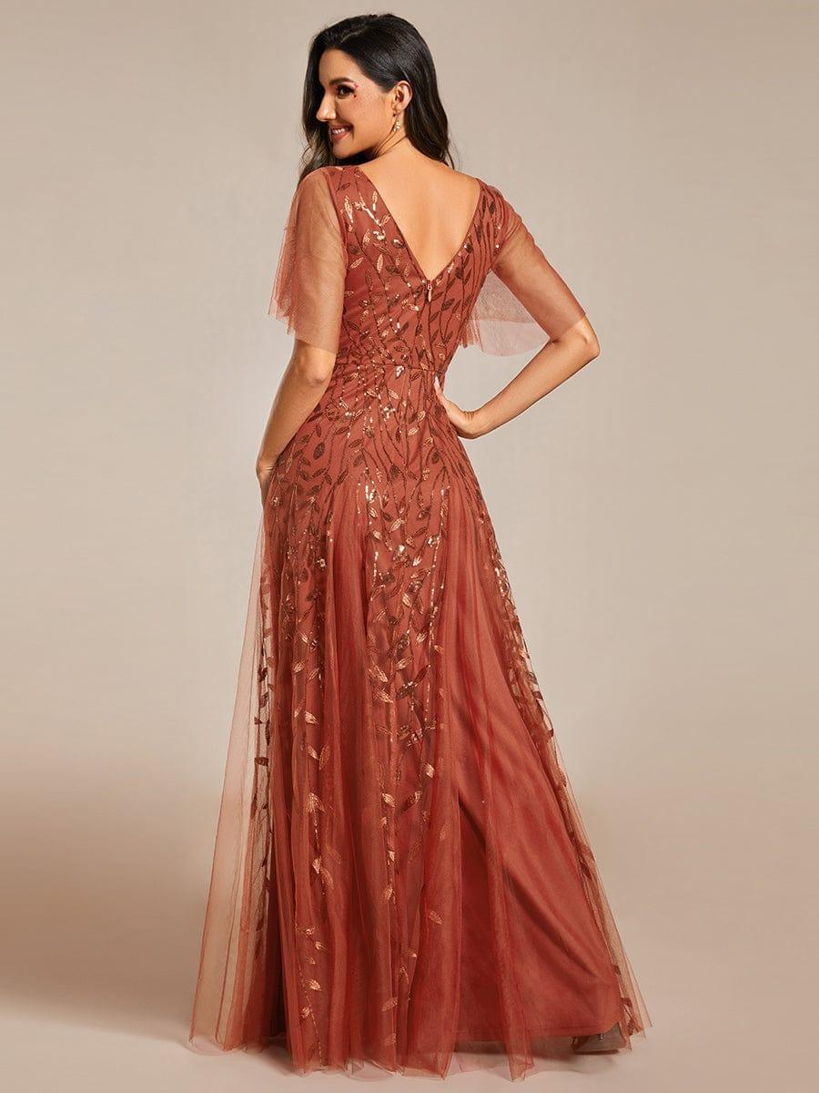 ever ASTRAL|Stunning V Neck Long Wedding Guest Dress with Ruffle Sleeves - Image 114