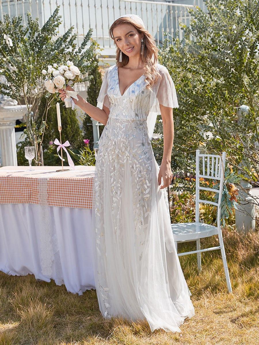 ever ASTRAL|Stunning V Neck Long Wedding Guest Dress with Ruffle Sleeves - Image 13