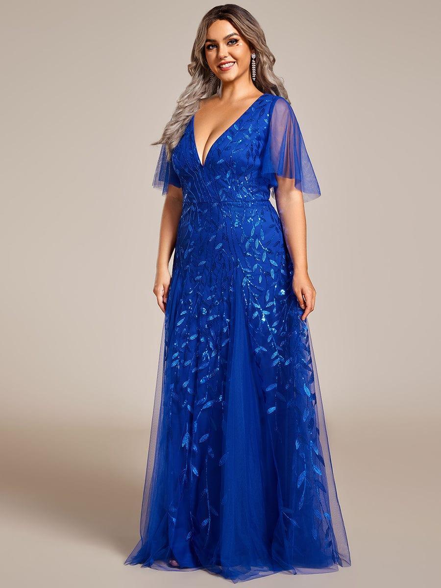 ever ASTRAL|Stunning V Neck Long Wedding Guest Dress with Ruffle Sleeves - Image 134