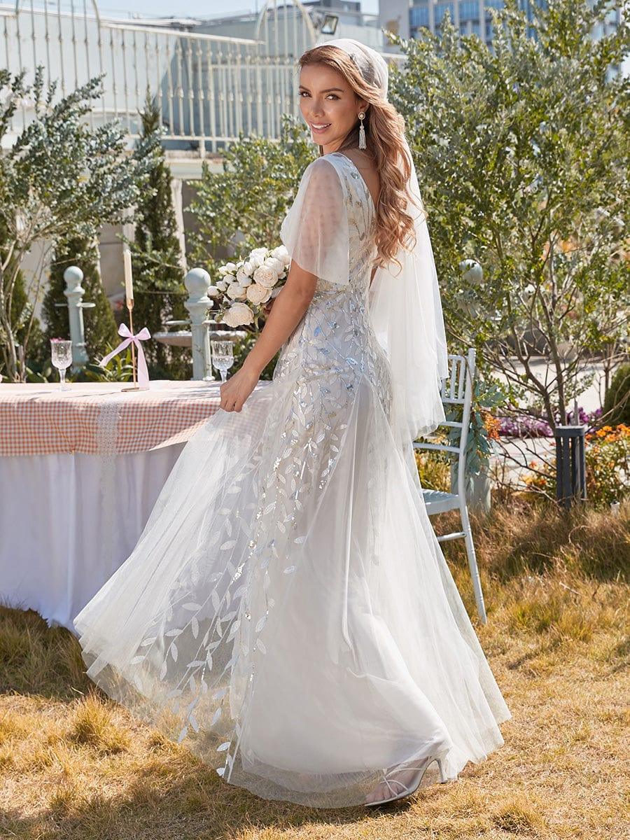 ever ASTRAL|Stunning V Neck Long Wedding Guest Dress with Ruffle Sleeves - Image 14