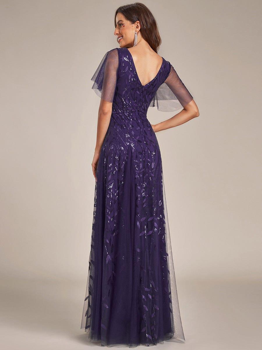 ever ASTRAL|Stunning V Neck Long Wedding Guest Dress with Ruffle Sleeves - Image 146