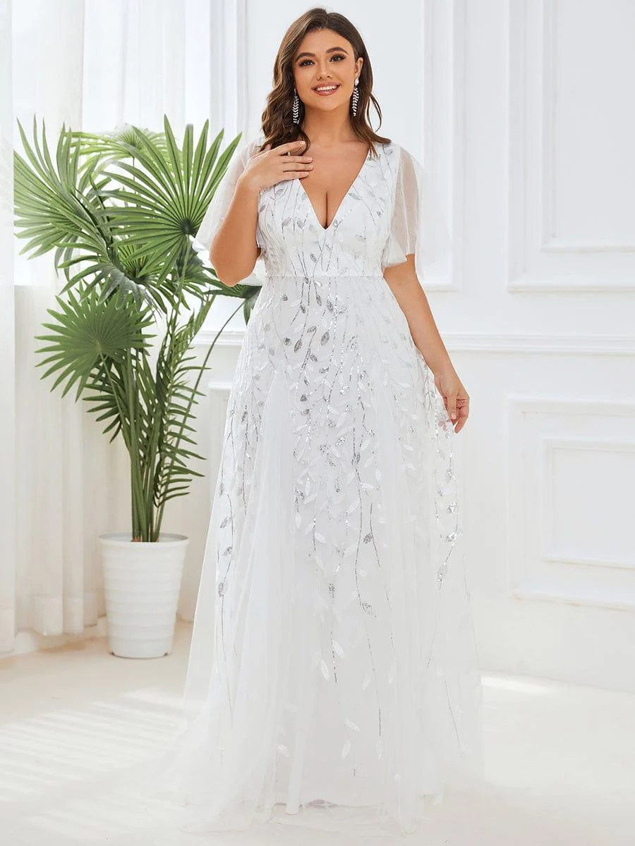 ever ASTRAL|Stunning V Neck Long Wedding Guest Dress with Ruffle Sleeves - Image 16