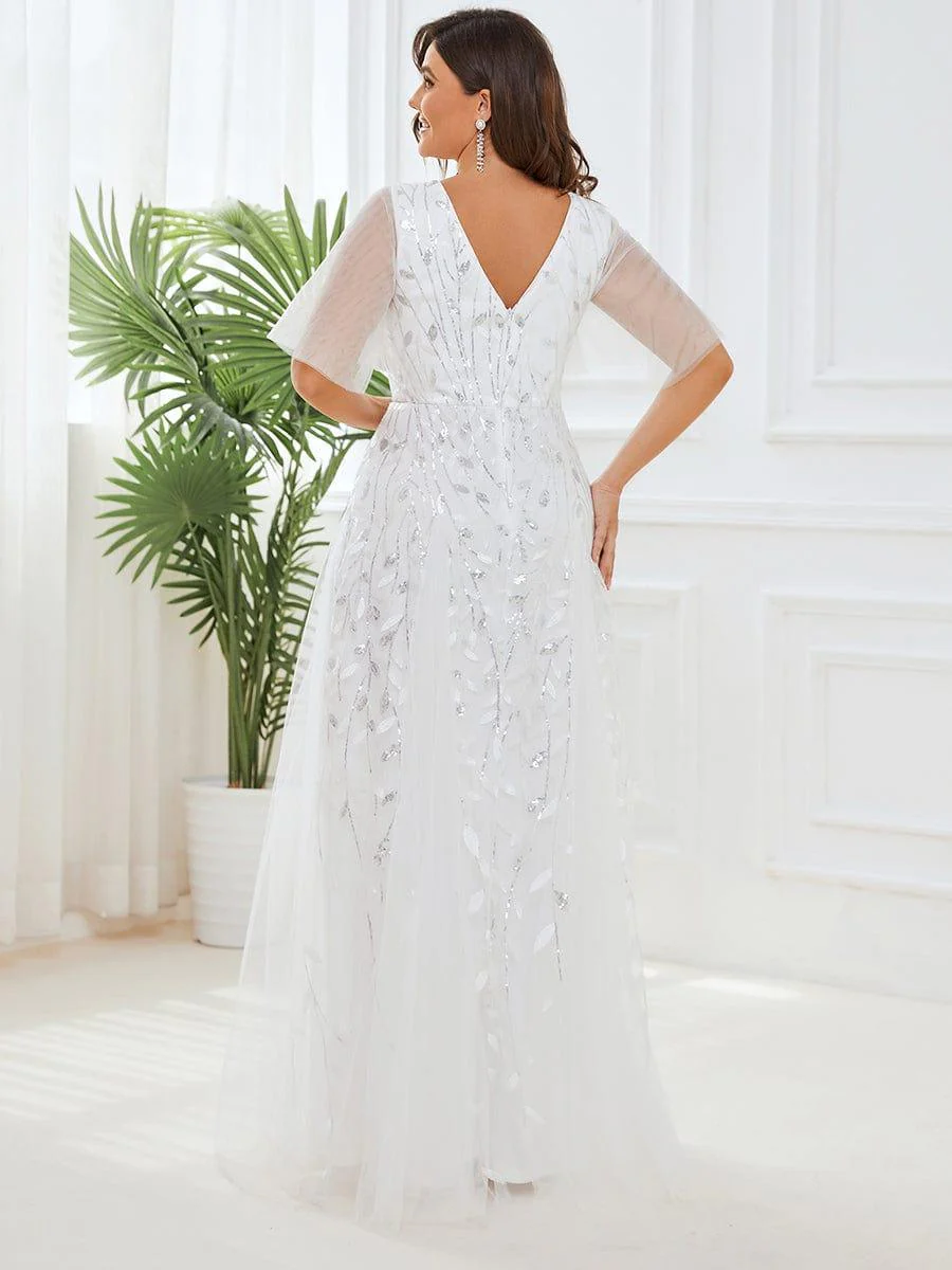 ever ASTRAL|Stunning V Neck Long Wedding Guest Dress with Ruffle Sleeves - Image 17