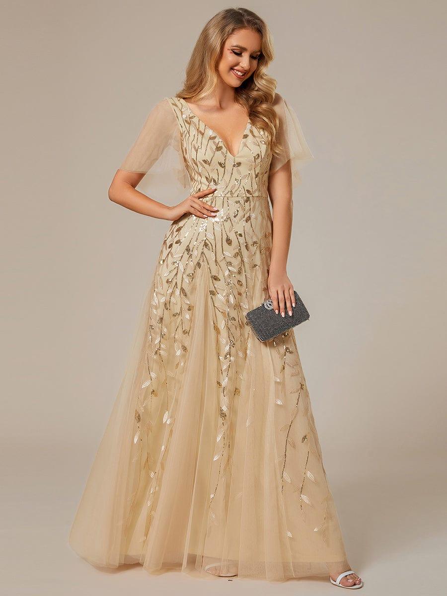 ever ASTRAL|Stunning V Neck Long Wedding Guest Dress with Ruffle Sleeves - Image 21