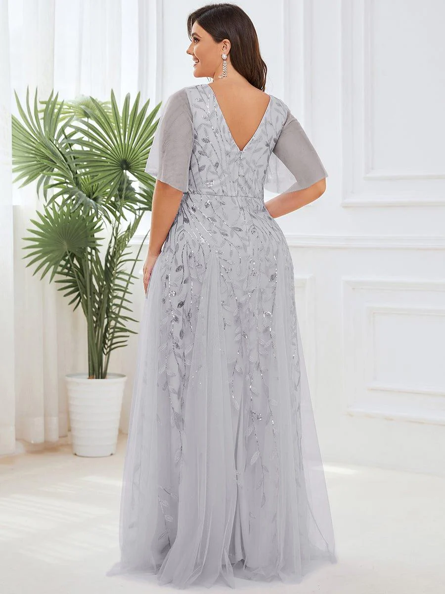 ever ASTRAL|Stunning V Neck Long Wedding Guest Dress with Ruffle Sleeves - Image 29