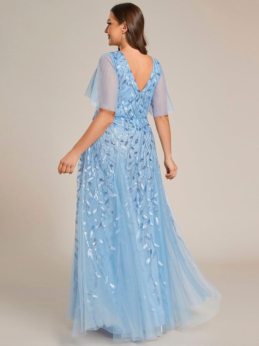 ever ASTRAL|Stunning V Neck Long Wedding Guest Dress with Ruffle Sleeves - Image 36