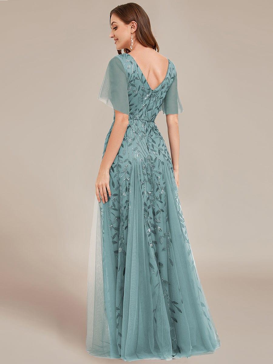 ever ASTRAL|Stunning V Neck Long Wedding Guest Dress with Ruffle Sleeves - Image 39