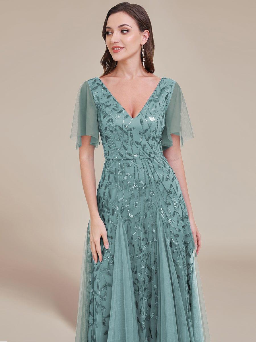 ever ASTRAL|Stunning V Neck Long Wedding Guest Dress with Ruffle Sleeves - Image 40