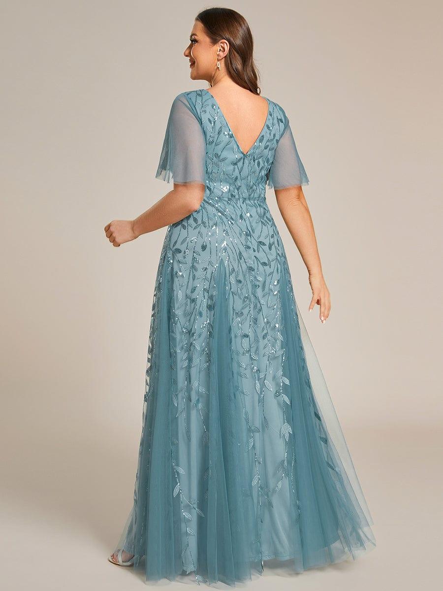 ever ASTRAL|Stunning V Neck Long Wedding Guest Dress with Ruffle Sleeves - Image 44