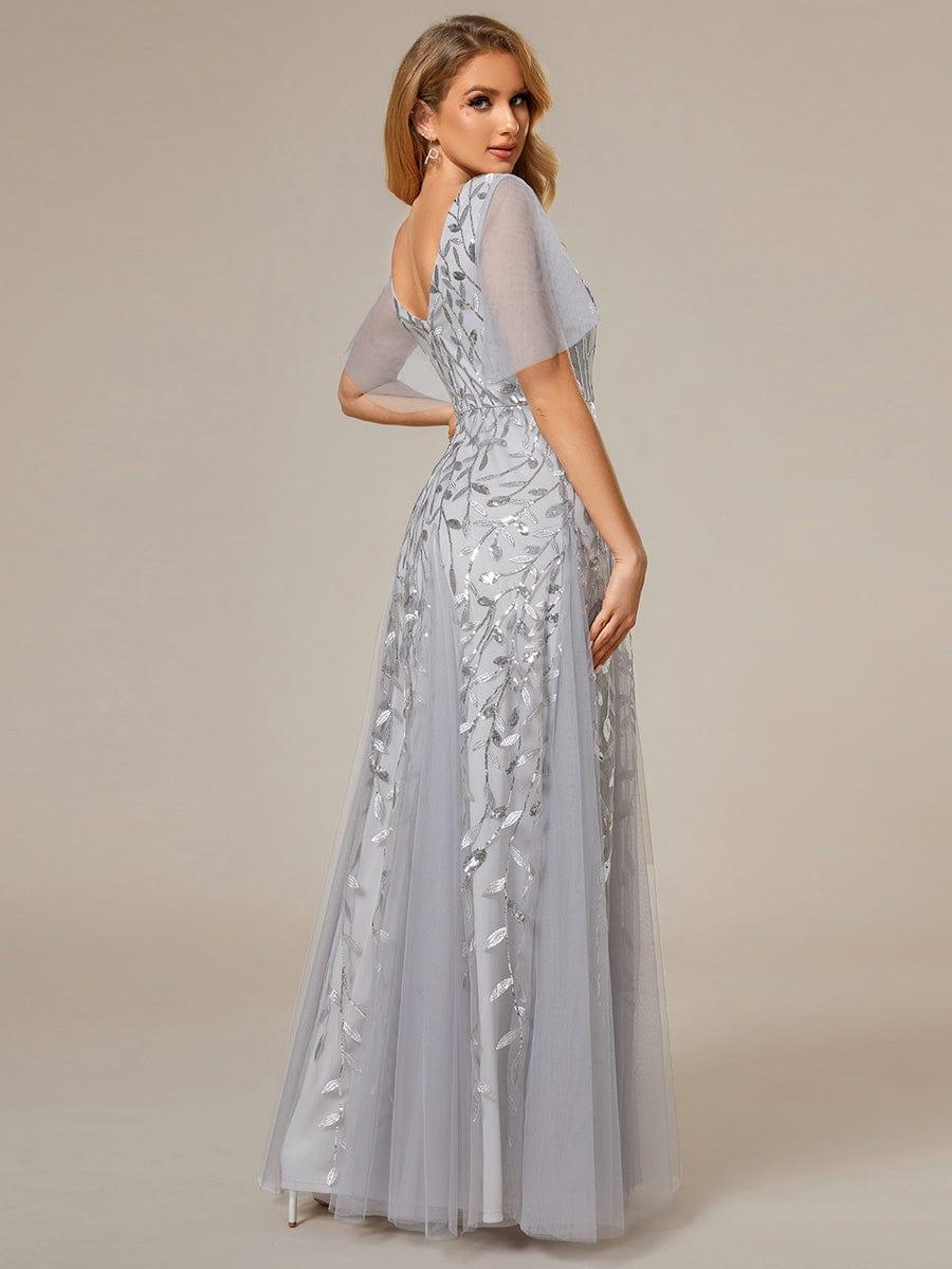 ever ASTRAL|Stunning V Neck Long Wedding Guest Dress with Ruffle Sleeves - Image 5