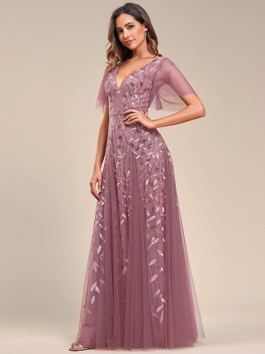 ever ASTRAL|Stunning V Neck Long Wedding Guest Dress with Ruffle Sleeves - Image 91