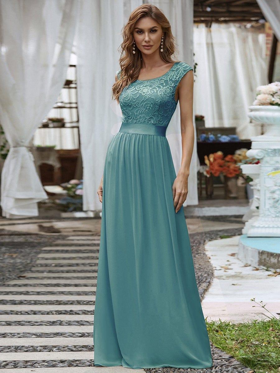 Round Neck Lace Bodice Bridesmaid Dress(Final Sale) - Image 11
