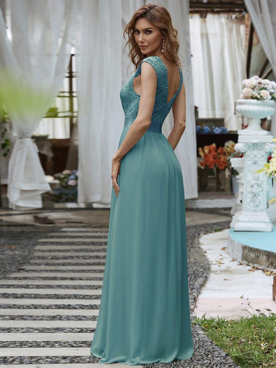 Round Neck Lace Bodice Bridesmaid Dress(Final Sale) - Image 12