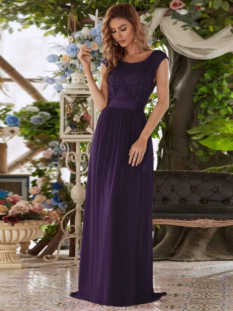 Round Neck Lace Bodice Bridesmaid Dress(Final Sale) - Image 16