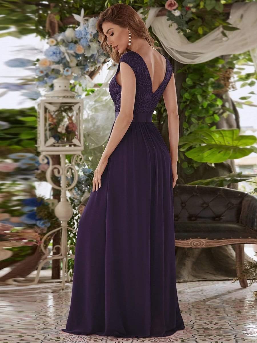 Round Neck Lace Bodice Bridesmaid Dress(Final Sale) - Image 17