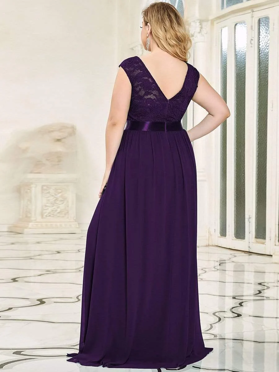 Round Neck Lace Bodice Bridesmaid Dress(Final Sale) - Image 22