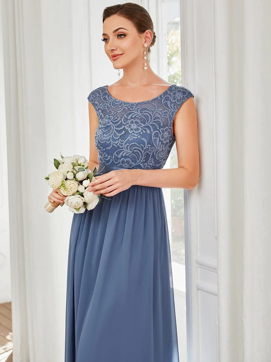 Round Neck Lace Bodice Bridesmaid Dress(Final Sale) - Image 27