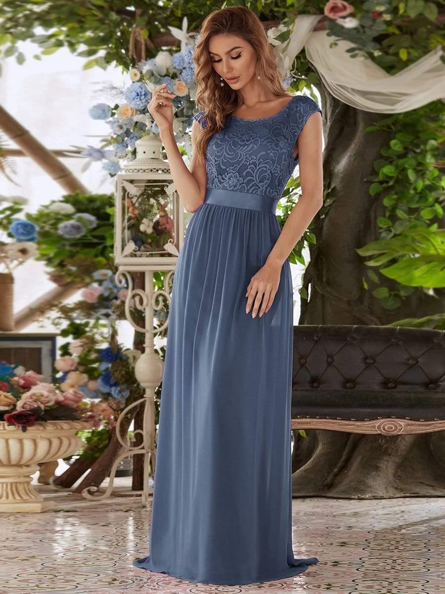 Round Neck Lace Bodice Bridesmaid Dress(Final Sale) - Image 28