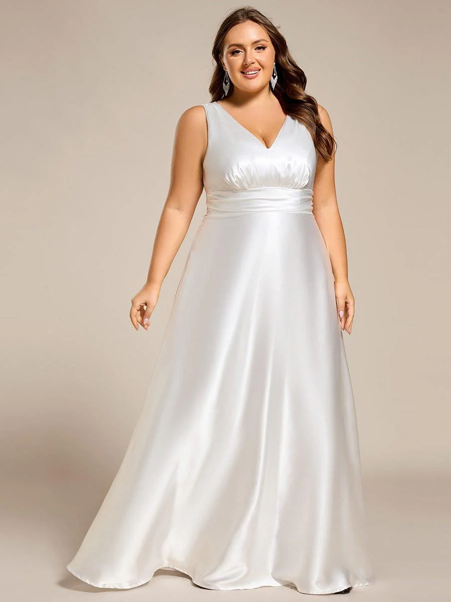 ever INDY|Sleeveless Empire Waist Satin Maxi Bridesmaid Dress With Pockets - Image 50