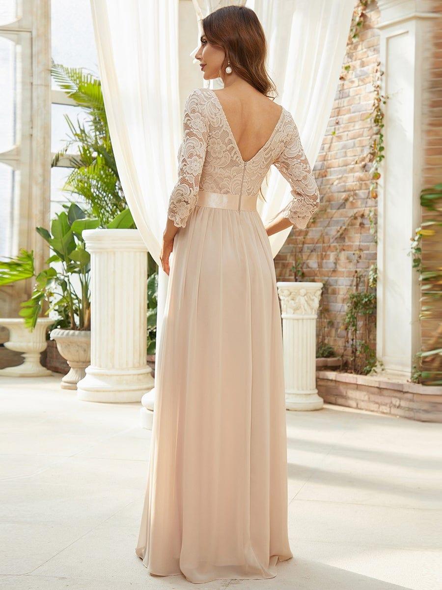 ever FAUN|Elegant Round Neck A Line See-Through Lace Bridesmaid Dress - Image 40