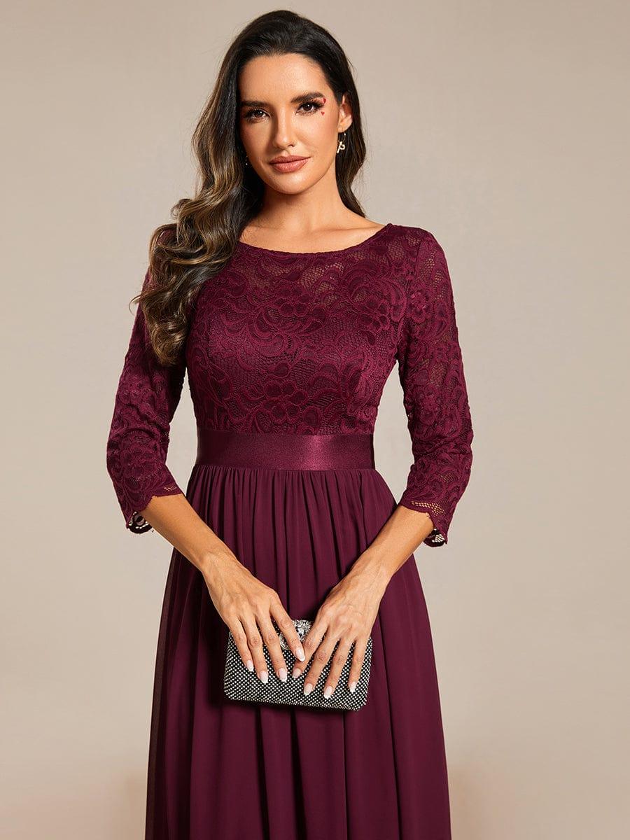 ever FAUN|Elegant Round Neck A Line See-Through Lace Bridesmaid Dress - Image 62