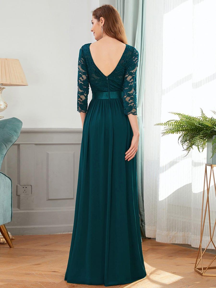 ever FAUN|Elegant Round Neck A Line See-Through Lace Bridesmaid Dress - Image 92