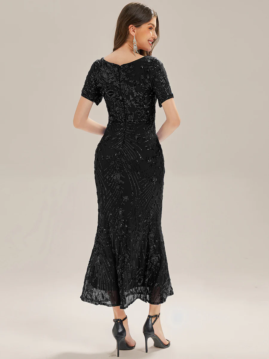 ever HAYLEN|Sequin Mermaid Round Neck Evening Dress - Image 3