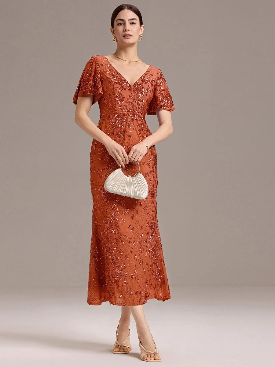 ever PALMER|Sequin Ruffle Sleeve Evening Dress - Image 101