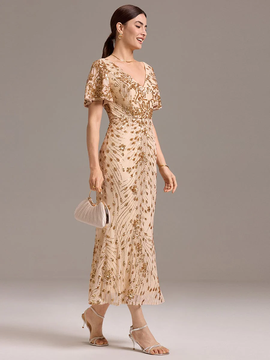 ever PALMER|Sequin Ruffle Sleeve Evening Dress - Image 18