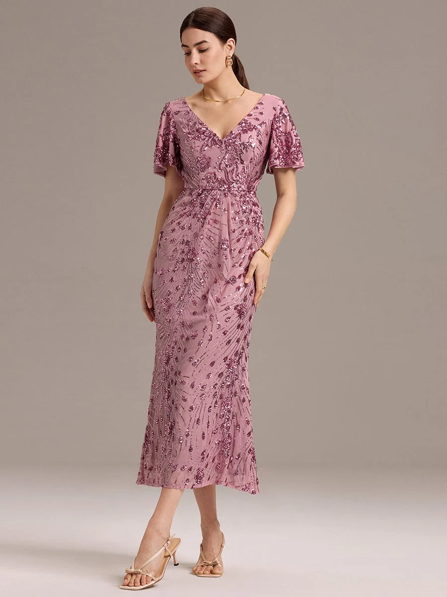 ever PALMER|Sequin Ruffle Sleeve Evening Dress - Image 26