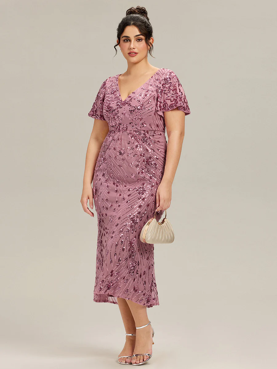 ever PALMER|Sequin Ruffle Sleeve Evening Dress - Image 28