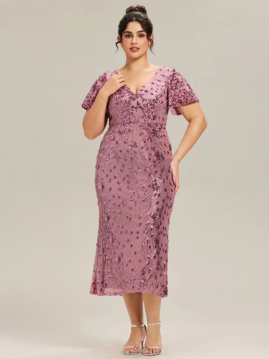 ever PALMER|Sequin Ruffle Sleeve Evening Dress - Image 31