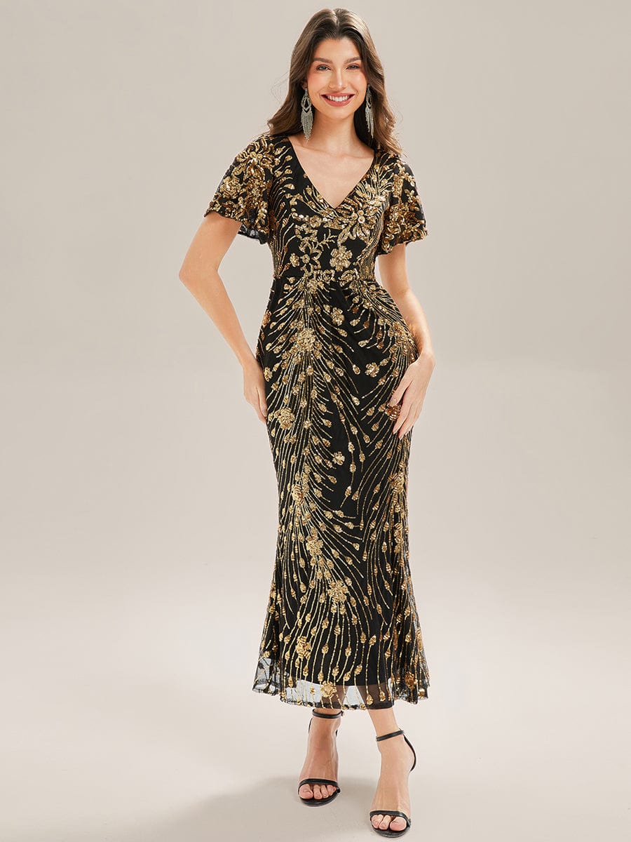 ever PALMER|Sequin Ruffle Sleeve Evening Dress - Image 33
