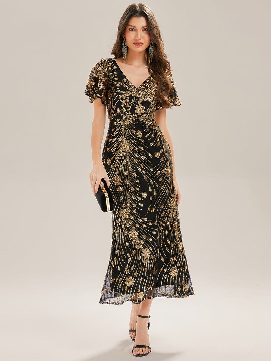 ever PALMER|Sequin Ruffle Sleeve Evening Dress - Image 36