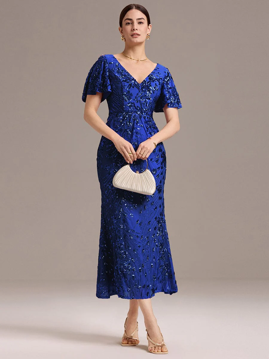 ever PALMER|Sequin Ruffle Sleeve Evening Dress - Image 43