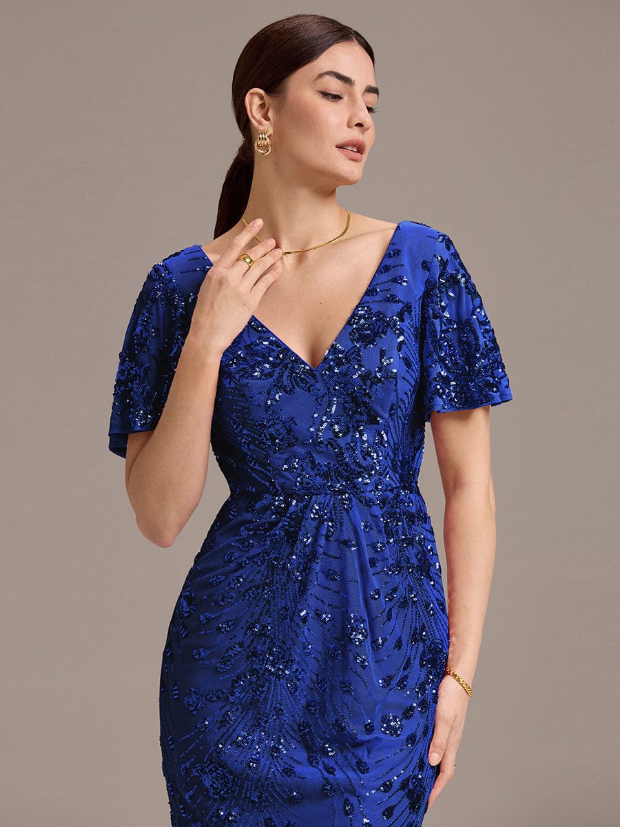 ever PALMER|Sequin Ruffle Sleeve Evening Dress - Image 45