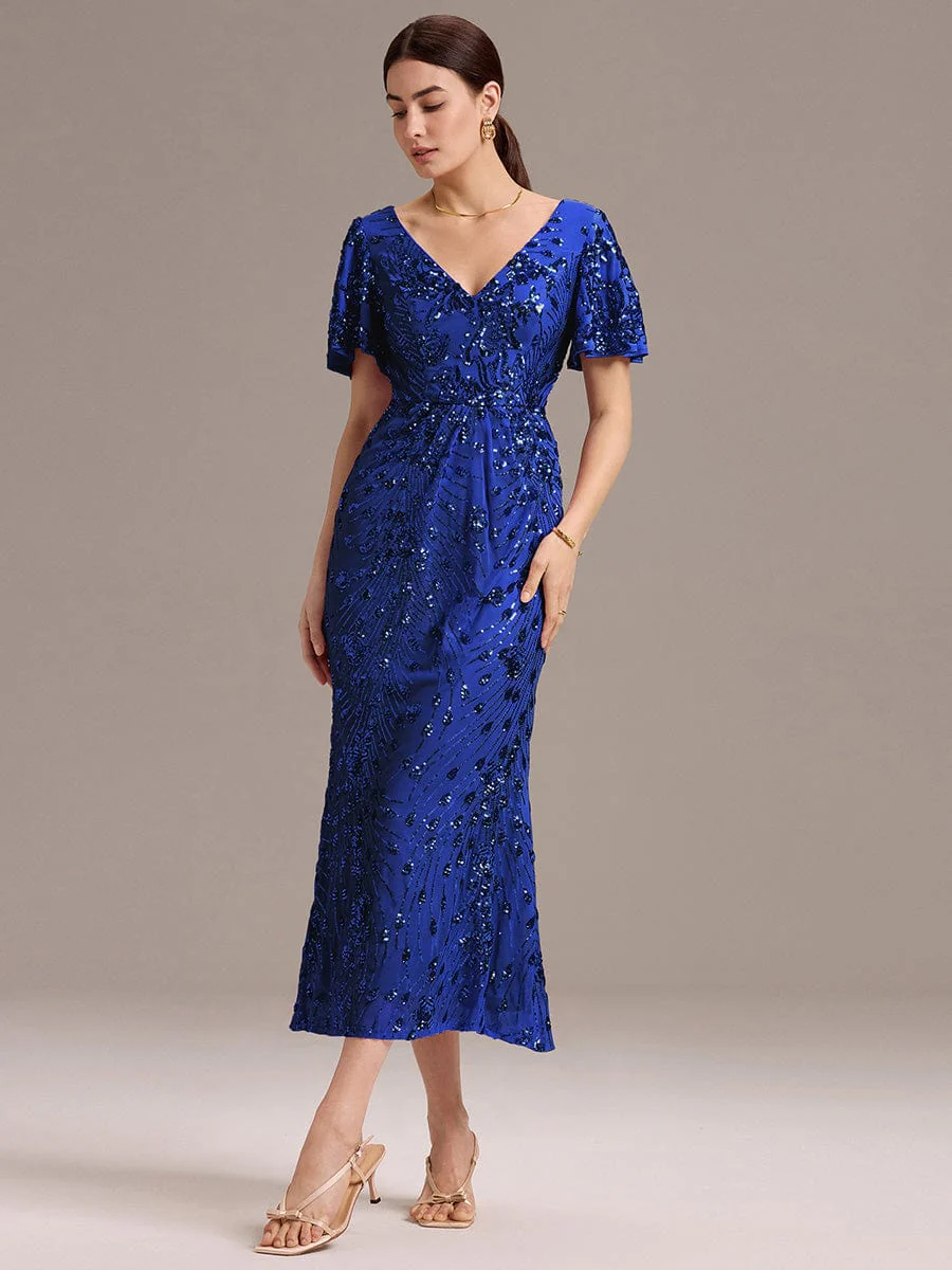 ever PALMER|Sequin Ruffle Sleeve Evening Dress - Image 47