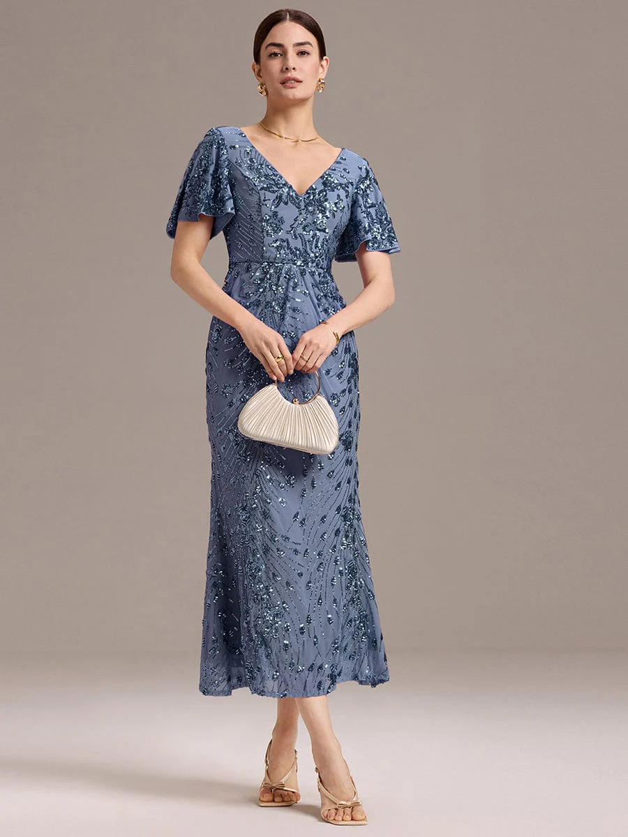 ever PALMER|Sequin Ruffle Sleeve Evening Dress - Image 53