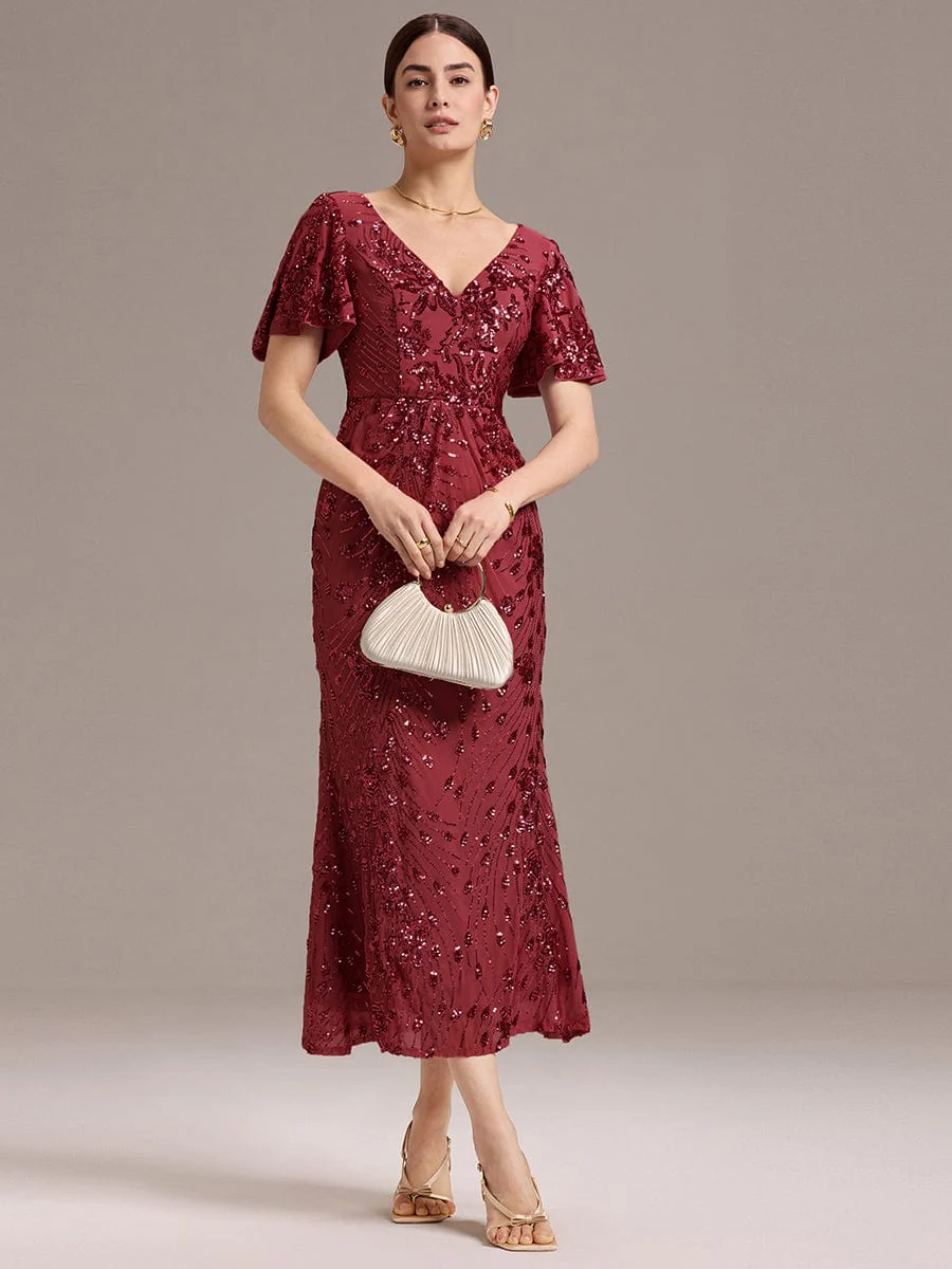 ever PALMER|Sequin Ruffle Sleeve Evening Dress - Image 63