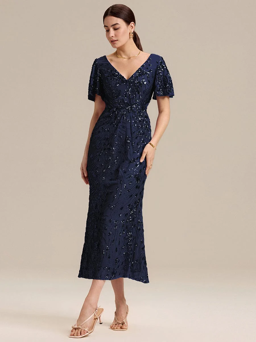 ever PALMER|Sequin Ruffle Sleeve Evening Dress - Image 74