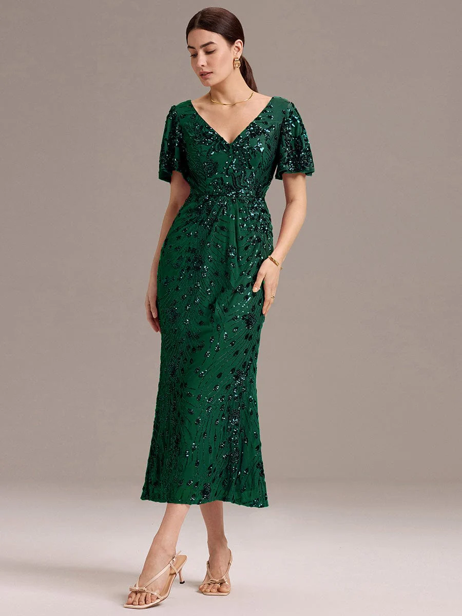 ever PALMER|Sequin Ruffle Sleeve Evening Dress - Image 84