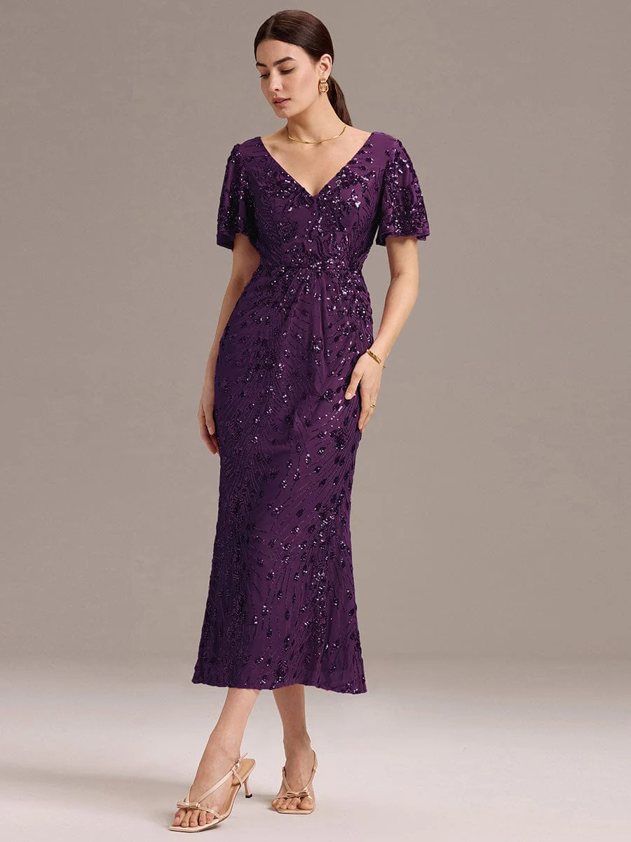 ever PALMER|Sequin Ruffle Sleeve Evening Dress - Image 94