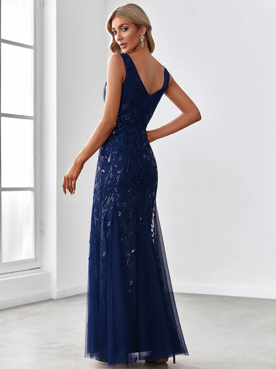 ever ORIEL|Sexy Double V-Neck Mermaid Sequin Evening Maxi Dress for Women - Image 11