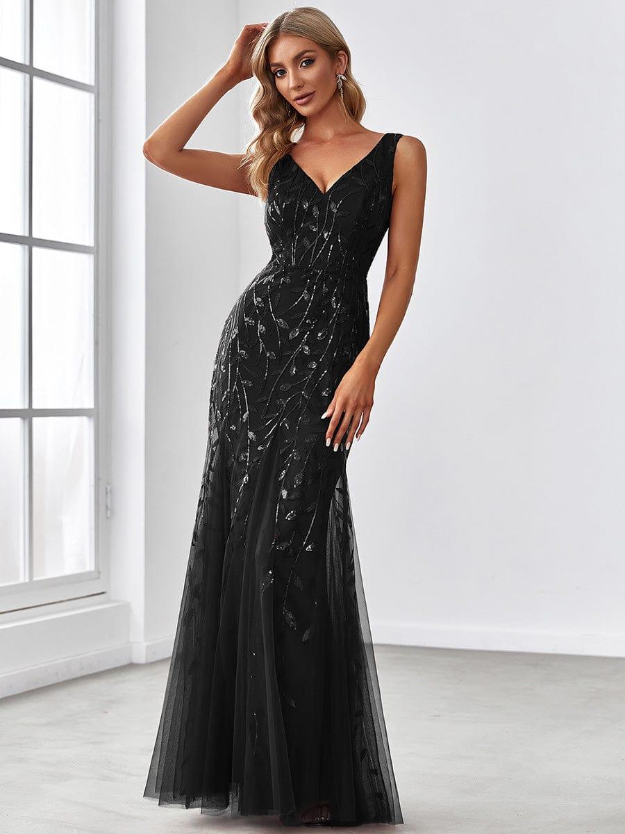 ever ORIEL|Sexy Double V-Neck Mermaid Sequin Evening Maxi Dress for Women - Image 24