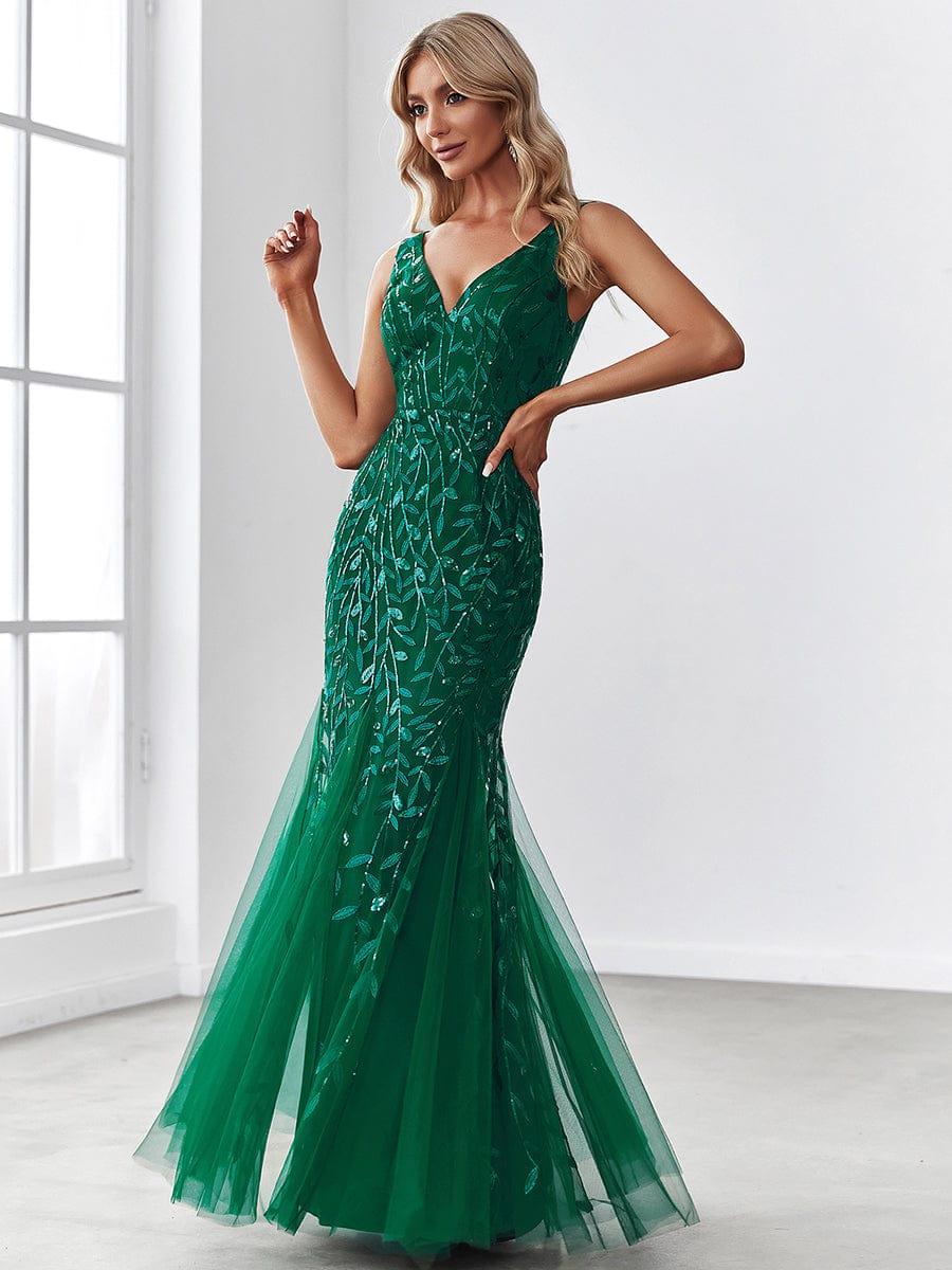 ever ORIEL|Sexy Double V-Neck Mermaid Sequin Evening Maxi Dress for Women - Image 6