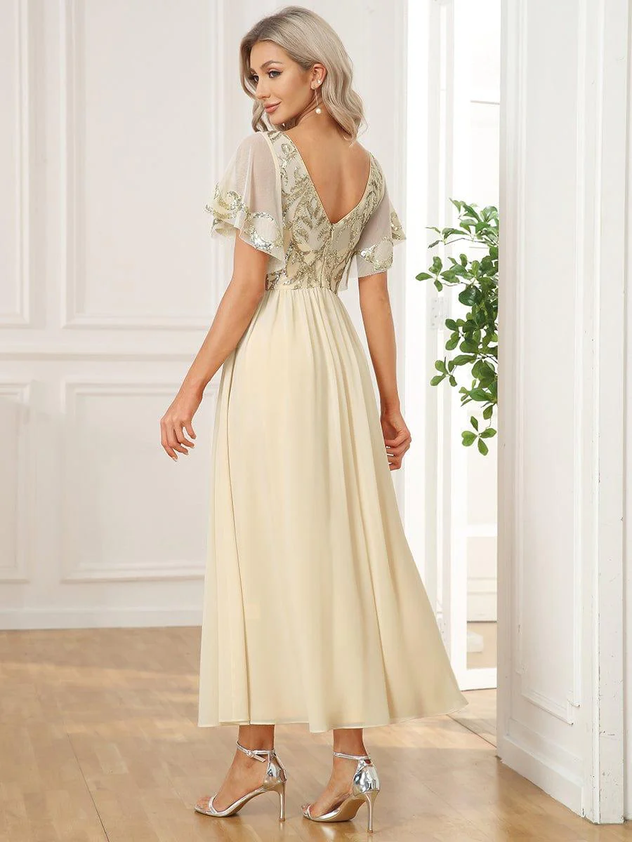 ever HAZEL|Short Sleeve V-Neck Sequin Chiffon A-Line Mother of the Bride Dress - Image 12