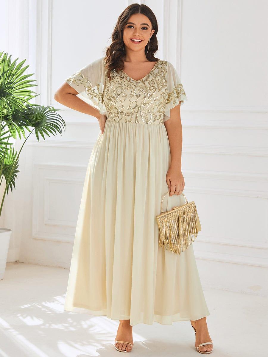 ever HAZEL|Short Sleeve V-Neck Sequin Chiffon A-Line Mother of the Bride Dress - Image 16