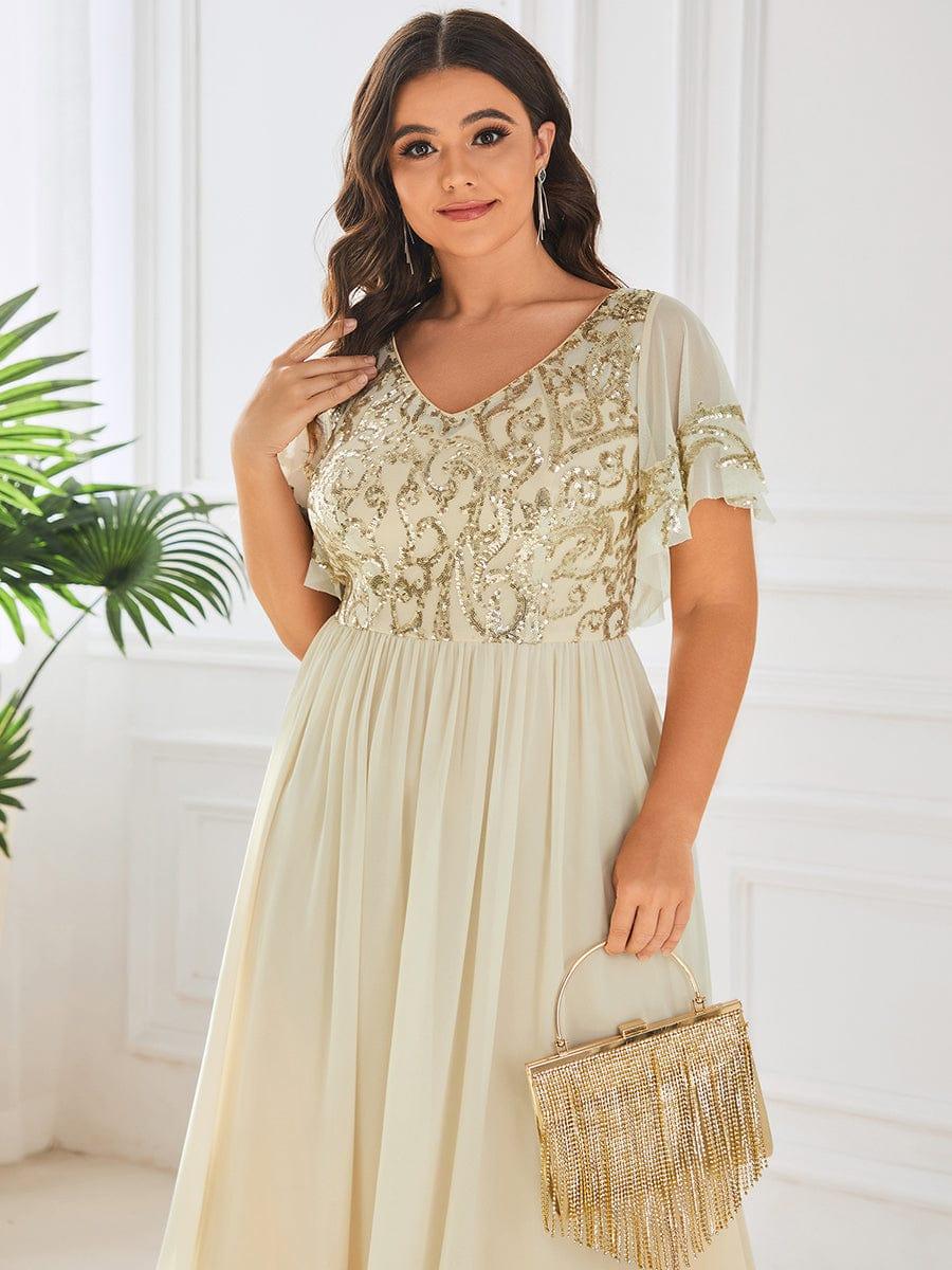 ever HAZEL|Short Sleeve V-Neck Sequin Chiffon A-Line Mother of the Bride Dress - Image 18