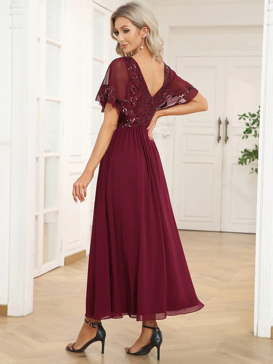 ever HAZEL|Short Sleeve V-Neck Sequin Chiffon A-Line Mother of the Bride Dress - Image 20