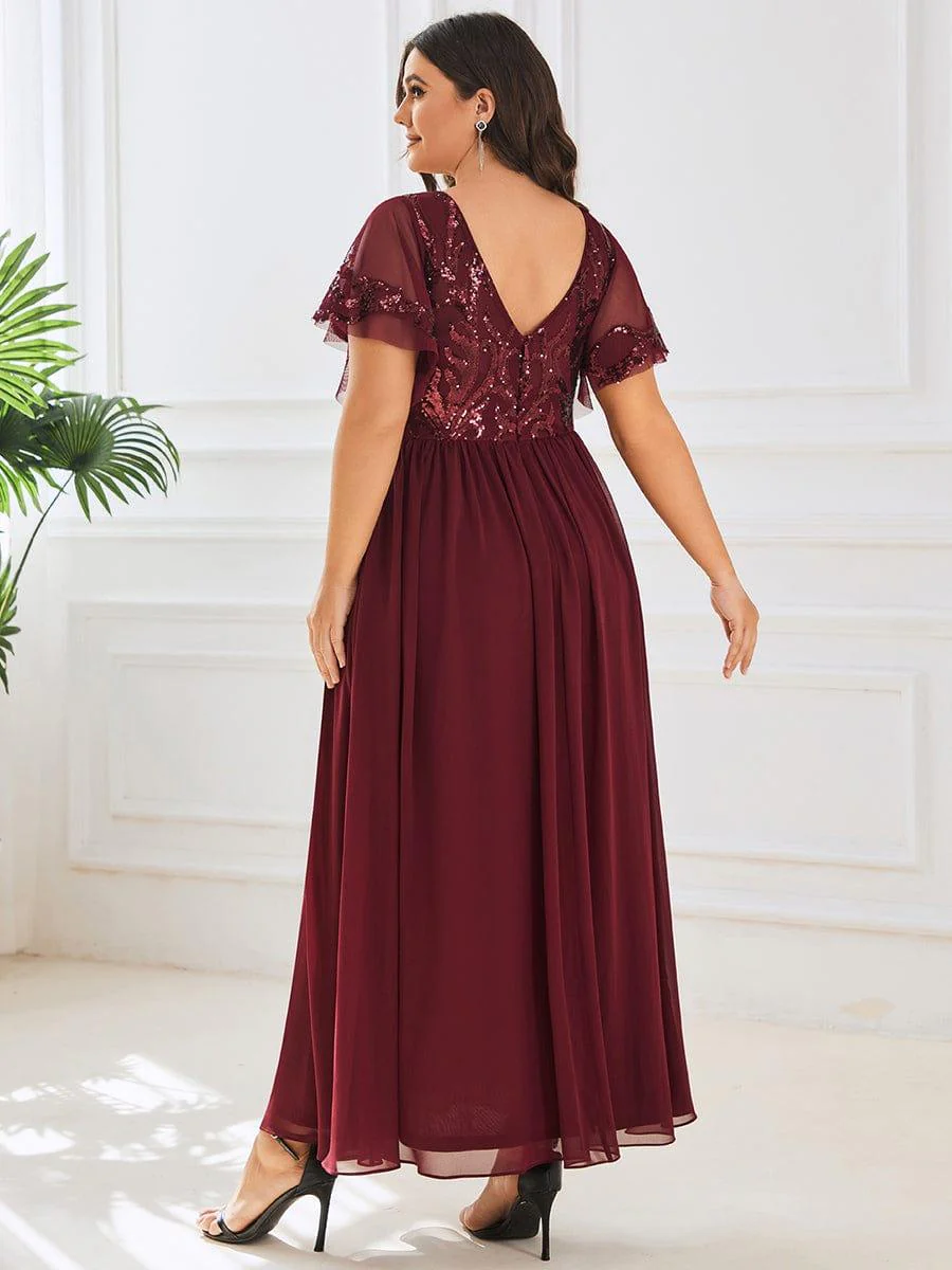 ever HAZEL|Short Sleeve V-Neck Sequin Chiffon A-Line Mother of the Bride Dress - Image 25